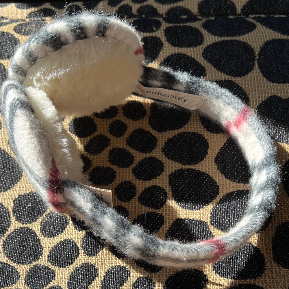 Burberry Cream and Gray Plaid Earmuffs